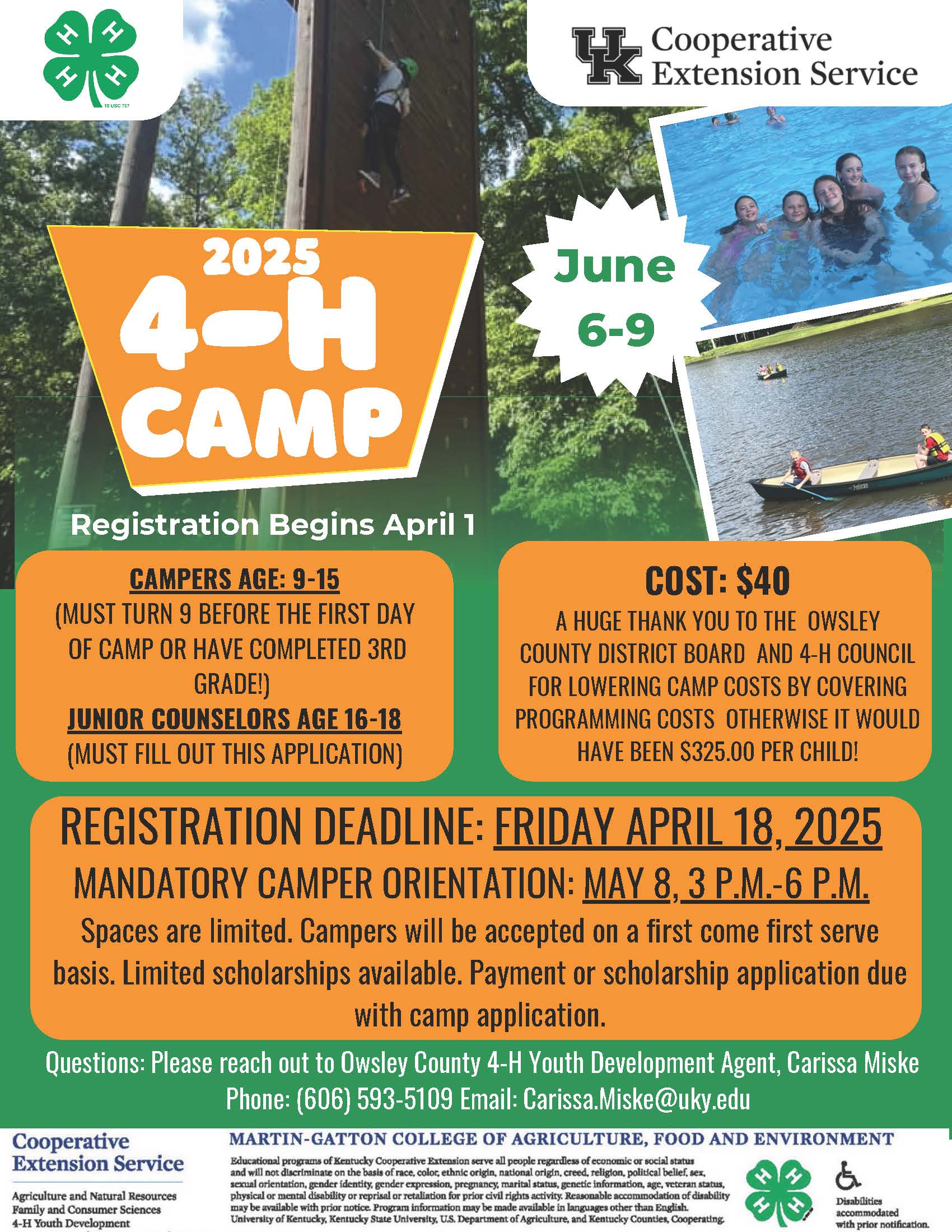 4-H Camp flyer Info 2025