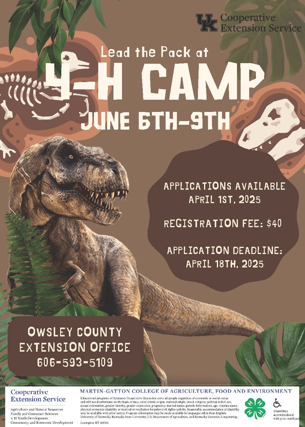 4--H Camp Flyer dates of camp 2025